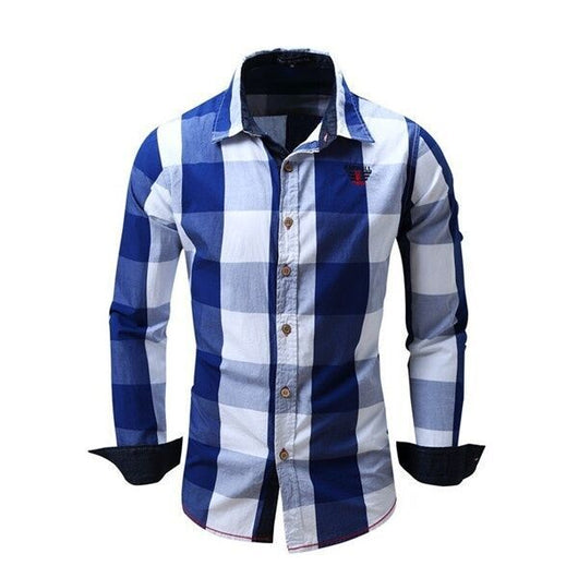 Camisa Casual Slim Fit Cuadros Bloques de Color para Hombre - Image 5