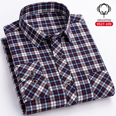 Camisa de Cuadros Suelta en Algodón para Hombre de Manga Larga - Image 13