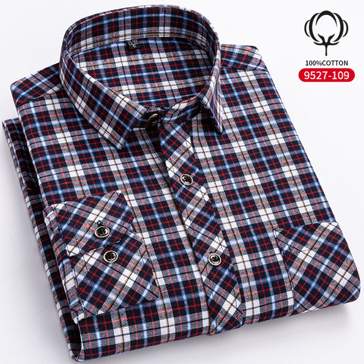 Camisa de Cuadros Suelta en Algodón para Hombre de Manga Larga - Image 13