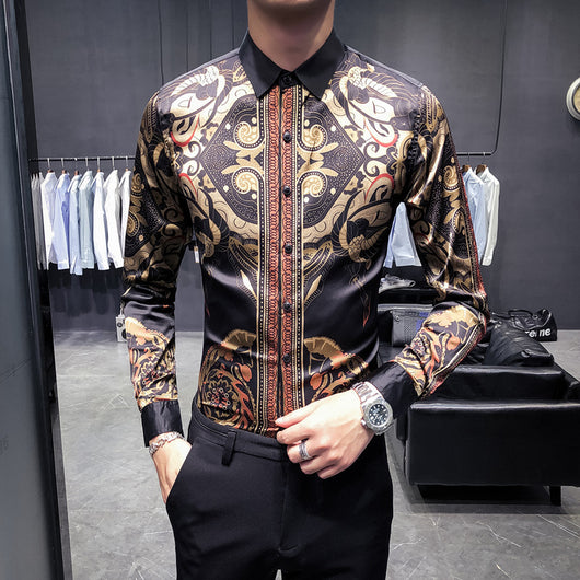 Camisa Manga Larga Hombre Estampado Rosa Negra - Image 14