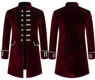 Abrigo Uniforme Steampunk Terciopelo Cuello Alto para Hombre - Image 9