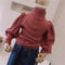 Blusa Infantil con Cuello Alto, Mangas Abullonadas y Botones