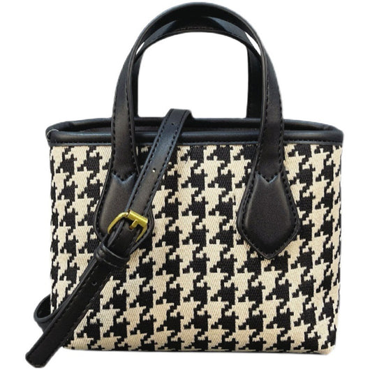 Bolsa Mensajera Houndstooth Asimétrica de Moda