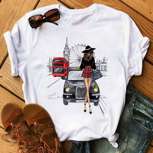 Blusa Romántica de Manga Corta para Mujer con Estampado I LOVET - Image 15