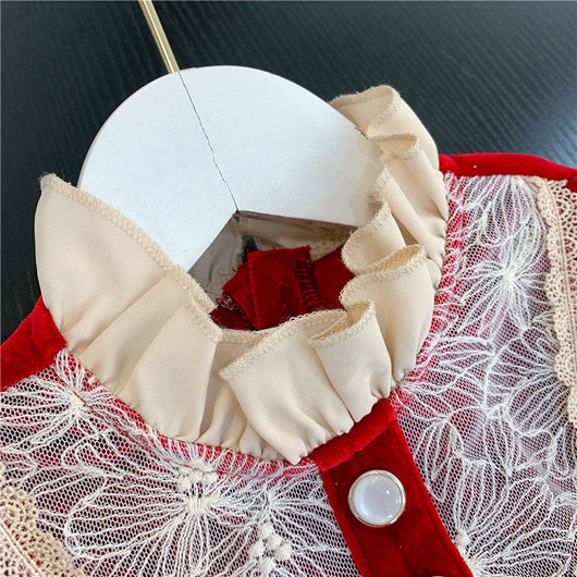 Vestido Navideño Rojo de Terciopelo para Niña - Image 12