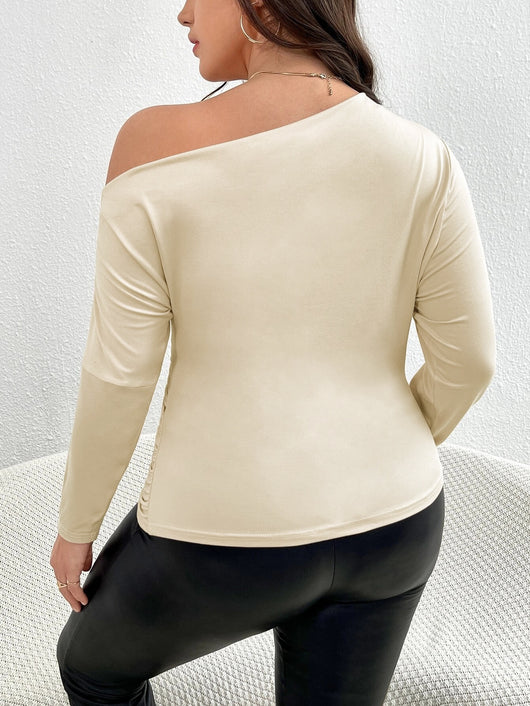 Blusa Elegante Hombros Descubiertos Ajustada de Manga Larga - Image 11