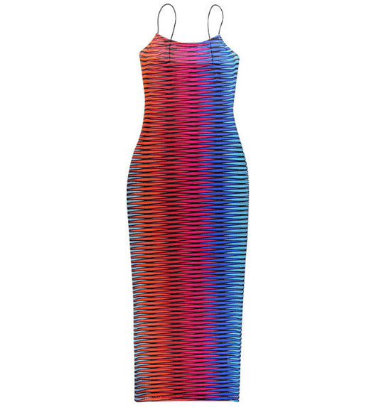 Vestido Ajustado con Rayas de Colores para Mujer
