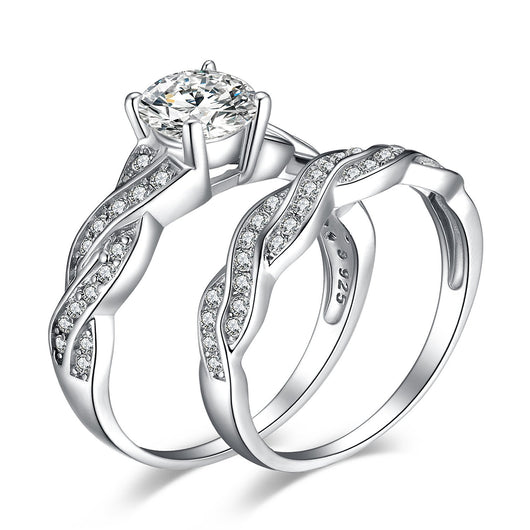 Juego de Anillos para Parejas en Acero Inoxidable Plateado
