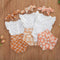 Conjunto de 3 Piezas para Niña: Top Blanco con Botones, Short Estampado y Blazer