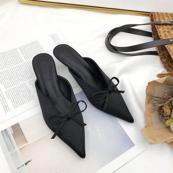 Pantuflas Stiletto Elegantes con Moño - Diseño Ejecutivo Versátil