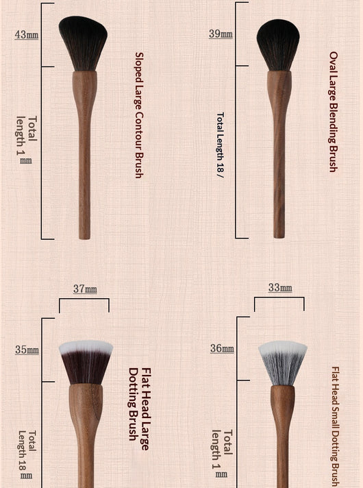Set de Brochas de Maquillaje Vintage Nogal Negro - Cerdas Suaves - Image 31