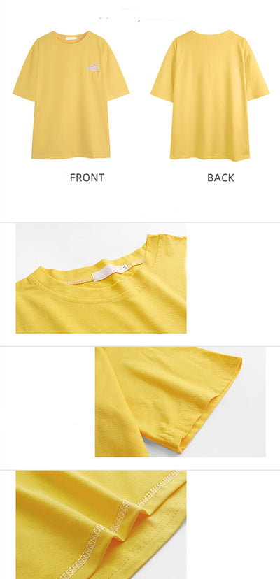 Playera Suelta con Estampado Bordado de Manga Corta - Image 29