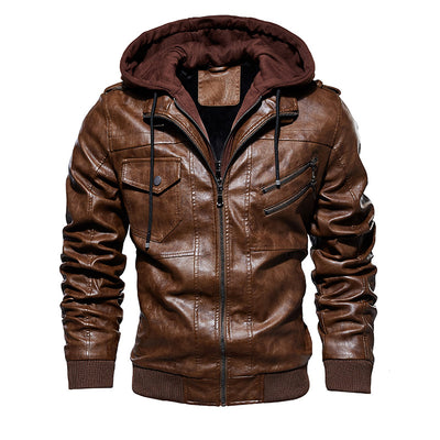 Chaqueta de Cuero PU con Capucha para Hombre - Image 8