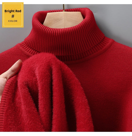 Suéter Cuello Alto Tejido Liso para Hombre con Detalles de Piel - Image 19
