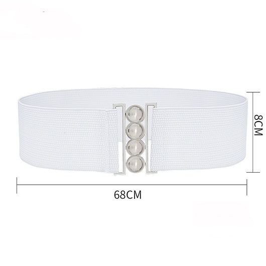 Cinturón Ancho de Moda con Hebilla Metálica de Cuatro Aros - Image 11