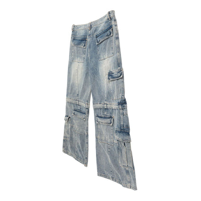 Overol Denim Vintage Desgastado con Bolsillos Múltiples y Doble Uso - Image 14