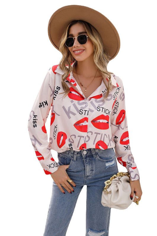 Camisa Estampada para Mujer con Cuello de Pie y Manga Larga - Image 5