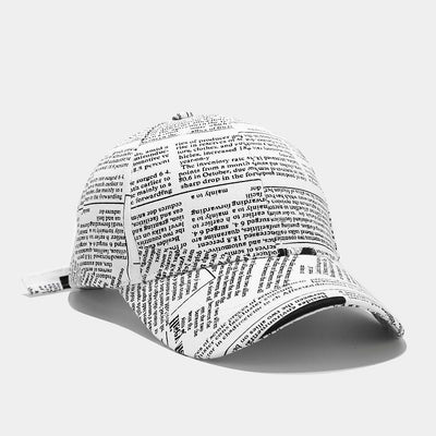 Gorra de Béisbol Retro Estilo Universitario con Patrón de Periódico para Hombre - Image 14