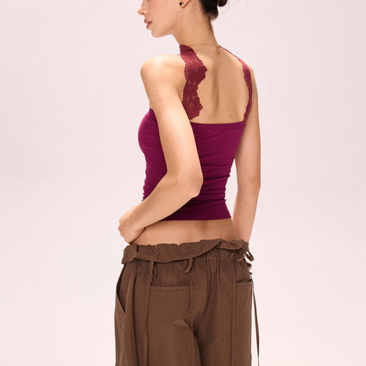 Top Halter de Encaje Púrpura con Tirantes Finos - Estilo Hot Girl - Image 5