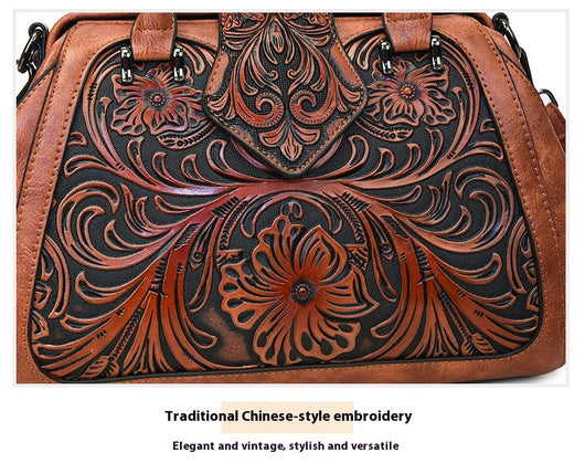Bolso de Cuero Artesanal Tallado para Mujer con Diseño Asimétrico - Image 26