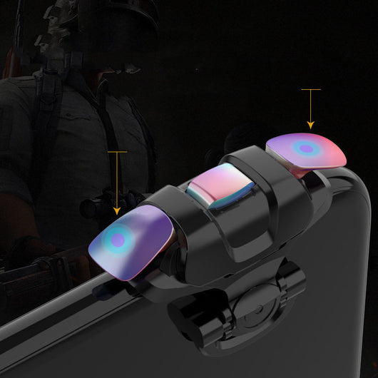 Black mobile phone gaming trigger with iridescent mechanical buttons for touch screen mobile phones. - Image 10