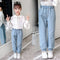 Pantalones Vaqueros Holgados Estilo Coreano con Detalles de Perlas para Niños y Adolescentes