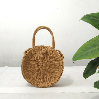 Bolso Tejido de Rafia Redondo - Bolsa de Playa Artesanal para Mujer