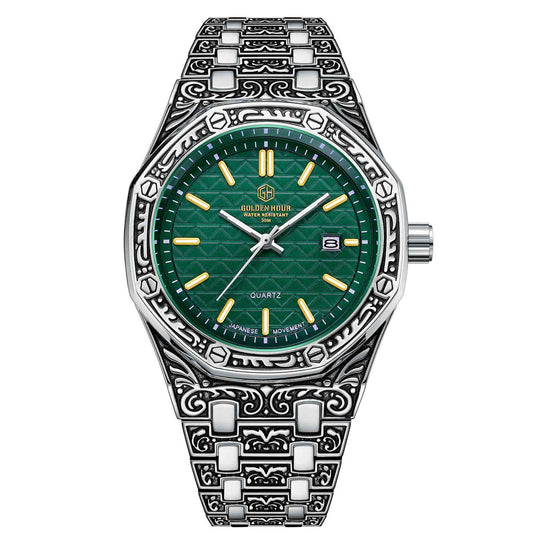Reloj Mecánico Spiral Crown Negro para Hombre - Casual y Elegante