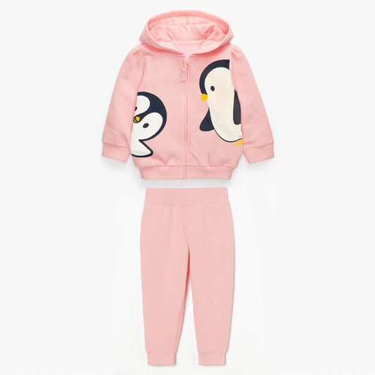 Conjunto de Forro Polar para Niñas con Capucha y Manga Larga