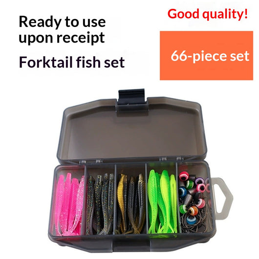 Kit de Carnadas Artificiales Soft Bait con 66 Gusanos de Cola Ahorquillada - Image 10