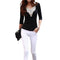Blusa de Cuello V Manga Larga con Puntilla Elegante