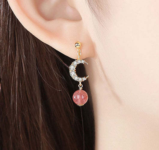 Aretes de Cristal Natural Fresa para Mujer - Image 5