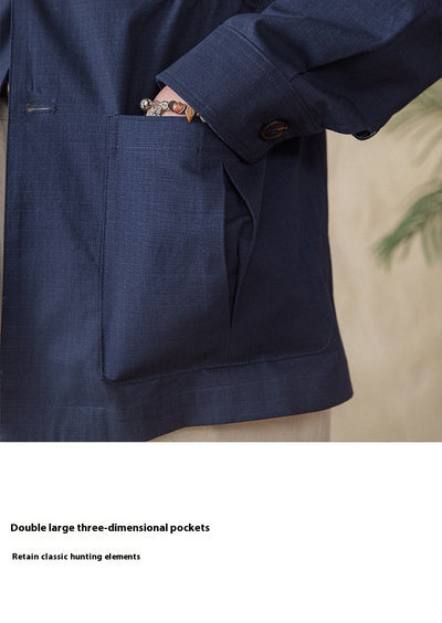 Chaqueta Casual de Algodón Ligero con Cuello Cubano y Estampado Cuadros - Image 12