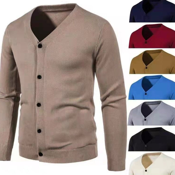 Cardigan de Punto para Hombre - Suéter V-Neck Moderno y Versátil