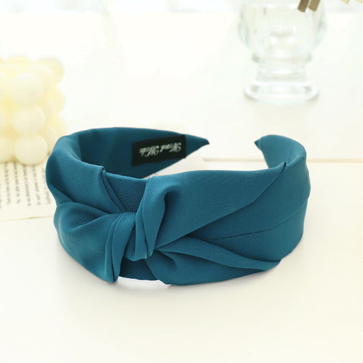 Diadema de Tela con Nudo Cruzado en Color Liso para Mujer - Image 14