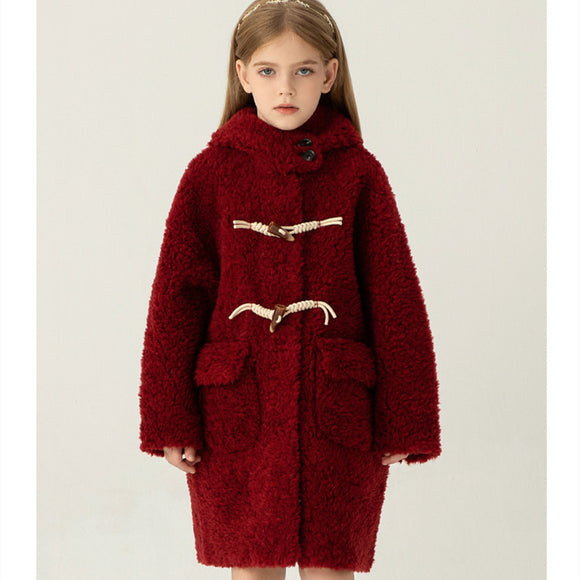 Abrigo de Lana Niña Diseño Liso y Elegante