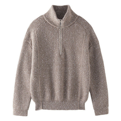 Suéter de Cashmira con Cuello Mao Grueso de Cinco Capas para Mujer - Abrigo Base Holgado Otoño Invierno - Image 6