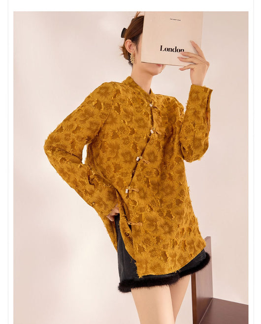 Camisa Suelta Estilo Chino con Cierre Diagonal - Diseño Elegante y Sofisticado - Image 28