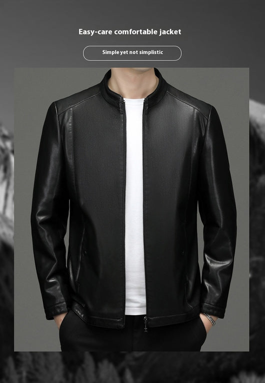 Chaqueta de Cuero Casual Acolchada para Hombre con Forro Polar - Image 9