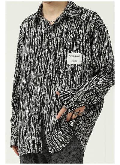 Camisa Suelta Coreana a Rayas para Hombre - Image 7