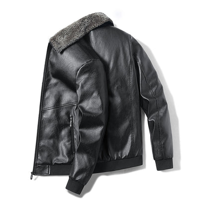 Chaqueta de Cuero para Hombre con Cuello de Piel y Forro Polar - Image 7