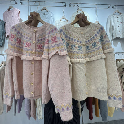 Cardigan Tejido con Moño - Diseño Retro Holgado para Otoño e Invierno - Image 2