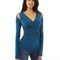 Blusa Elegante Escote Profundo Hombros Descubiertos Manga Larga Ajustada