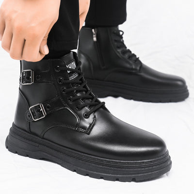 Botas Martin Negras Estilo Británico para Hombre - Botas de Trabajo Duraderas