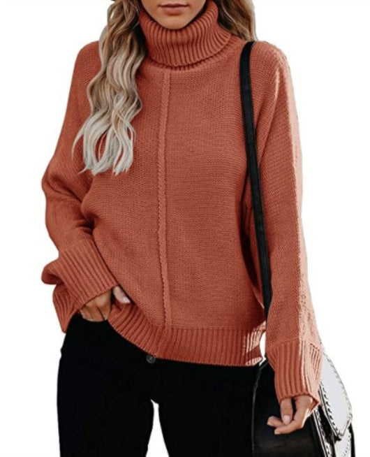 Suéter Tejido Holgado Cuello Alto para Oficina Talla Grande Mujer - Image 12