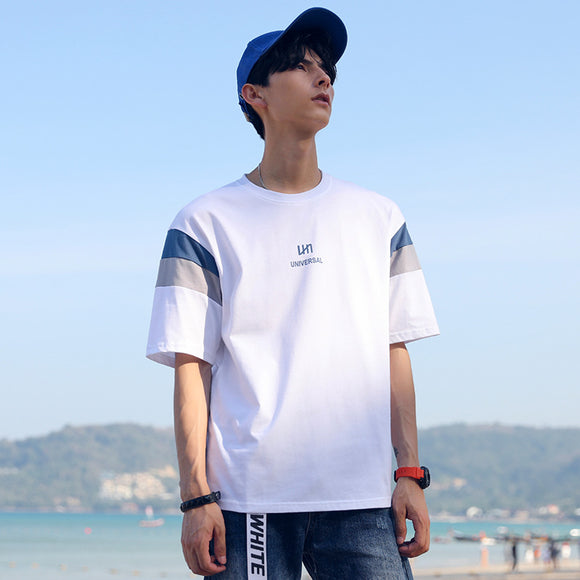 Playera Casual de Algodón para Hombre con Cuello Redondo y Estampado Contrastante