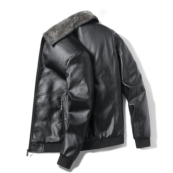 Chaqueta de Cuero para Hombre con Cuello de Piel y Forro Polar - Image 15