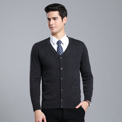 Cardigan de Lana Merino con Cuello V - Suéter Tejido Clásico para Hombre - Image 17