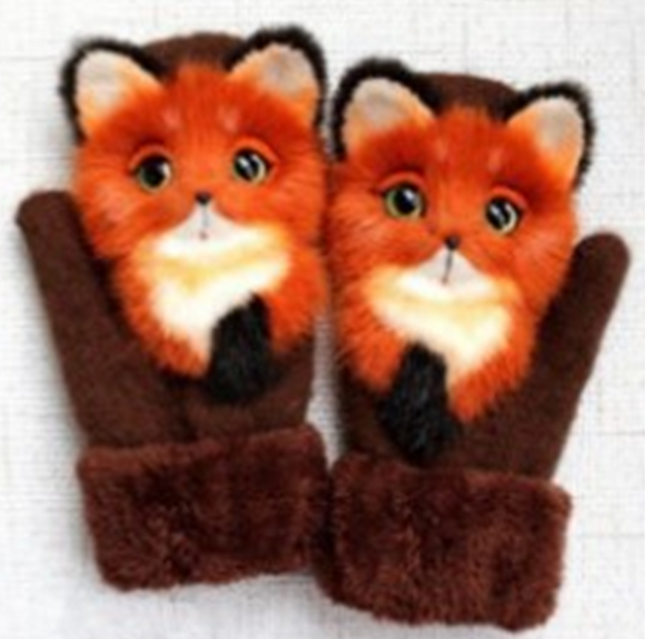 Manoplas Cálidas con Diseño de Animales para Otoño e Invierno