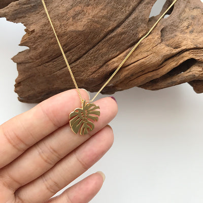 Collar Doble Monstera en Oro Fluido - Image 4